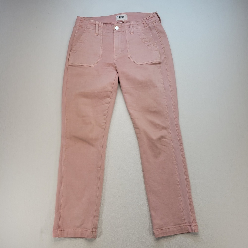 PAIGE Mayslie Jeans Womens 27 Pink Straight Leg Mid Rise Stretch Denim